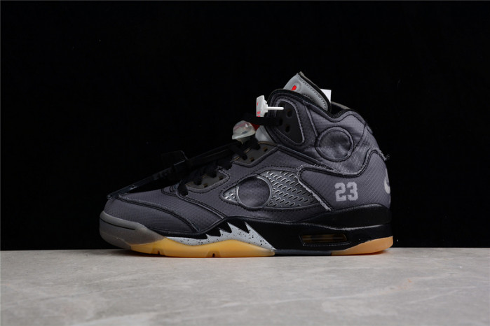 OW Air Jordan 5 SP Black Muslin Fire Red CT8480-001